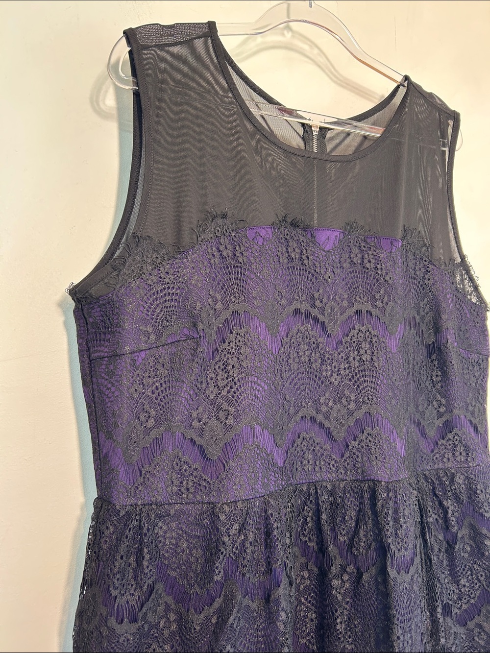 Ricki’s Black Purple Whimsigoth Lace Overlay Dress Size 16 Mesh Party Dress - Picture 4 of 9